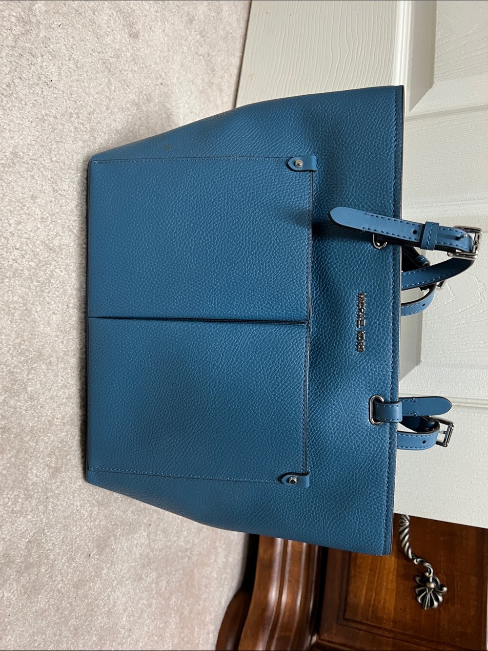 Michael Kors Blue Pebbled Leather Tote